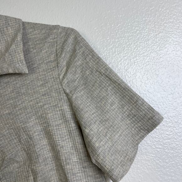 Reformation Lennon Dress Womens Medium Greige Ribbed Short Sleeve Button Stretch - Picture 6 of 11